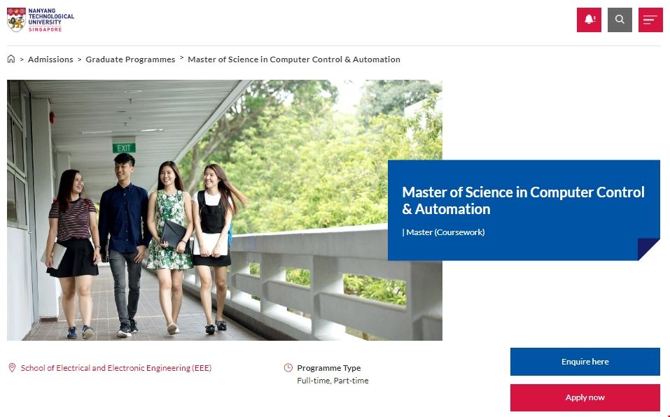 南洋理工大學計算機控制和自動化專業(yè)